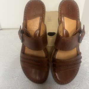 Born Womens Brown Wedge Leather AZIA 7 M/W